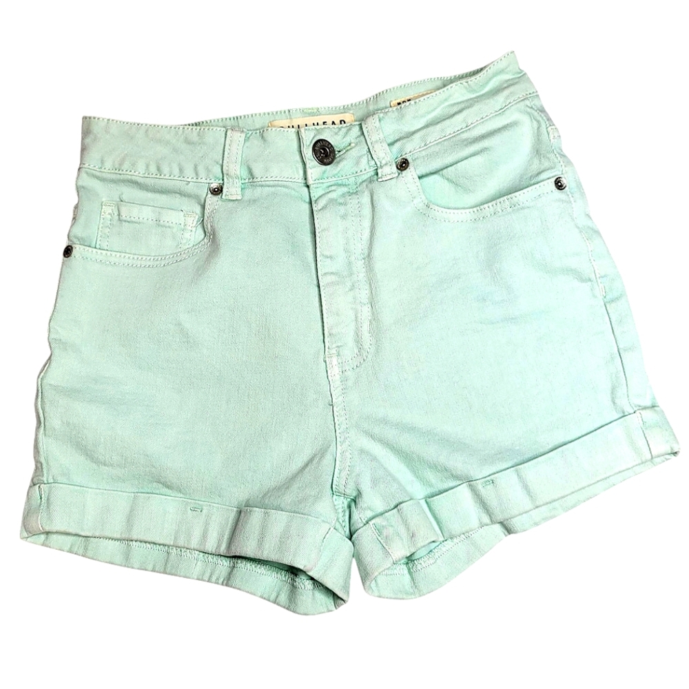 Bullhead Denim Shorts Mint Green Size 5 Junior Girls Small Womens Cuffed Pockets